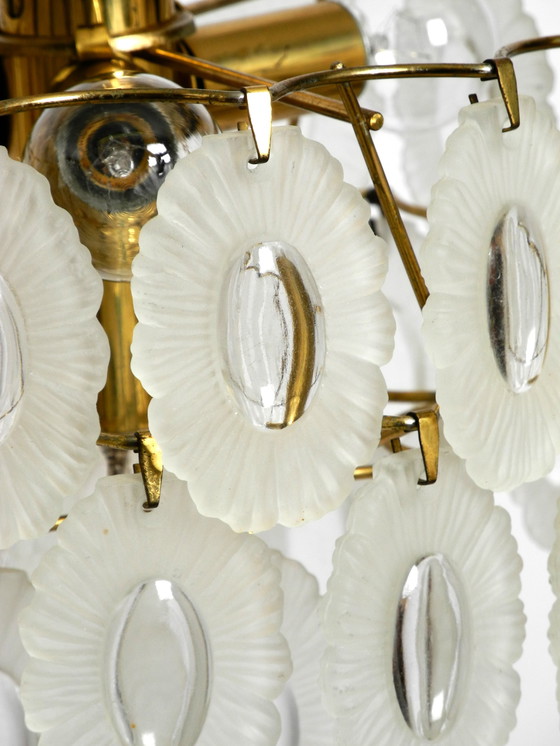 Image 1 of Italian Mid Century chandelier with oval Murano glasses