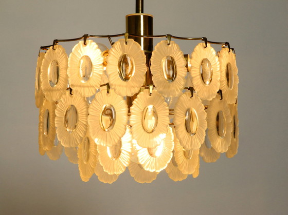 Image 1 of Italian Mid Century chandelier with oval Murano glasses