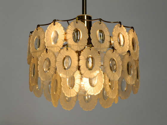 Image 1 of Italian Mid Century chandelier with oval Murano glasses