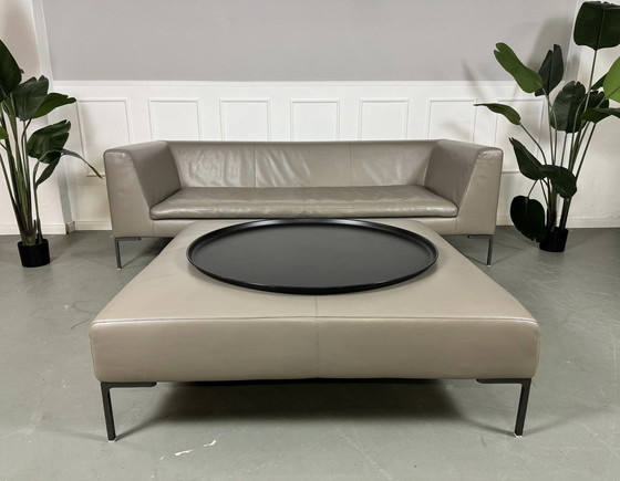 Image 1 of B&B Italia Charles Designer Canapé en cuir de marque Canapé + pouf