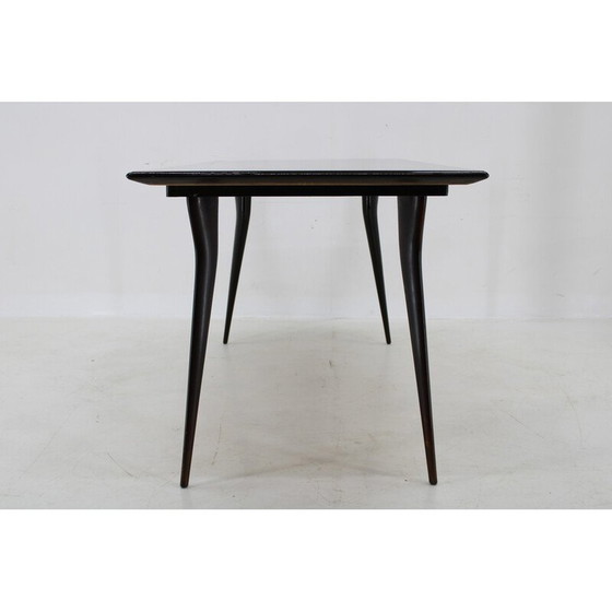 Image 1 of Vintage dining table in beech wood and glass top, Italy 1950