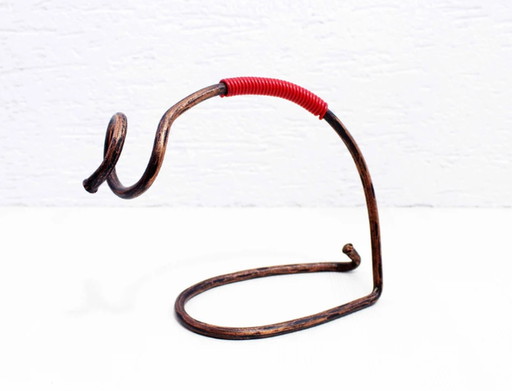 Portabottiglie vintage in ottone nello stile di Carl Aubock.