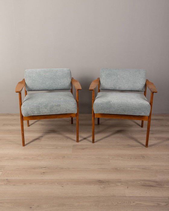 Image 1 of Set di 2 poltrone italiane vintage in tessuto grigio