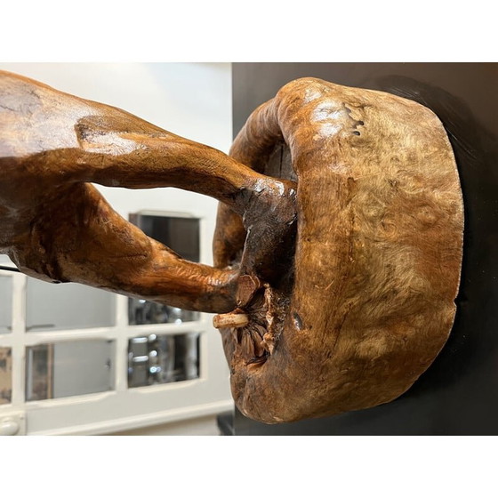 Image 1 of Vintage Brutalist lamp in turned wood, 1970