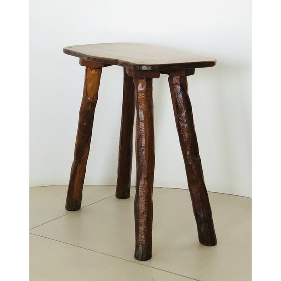 Image 1 of Vintage stool in solid olive wood, France 1970