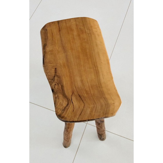 Image 1 of Vintage stool in solid olive wood, France 1970