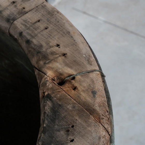 Image 1 of Fioriera d'epoca in legno e cornice in rame, Francia 1920