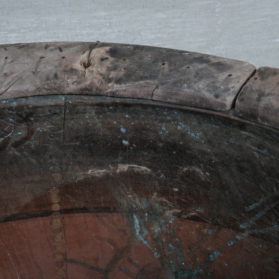 Image 1 of Fioriera d'epoca in legno e cornice in rame, Francia 1920