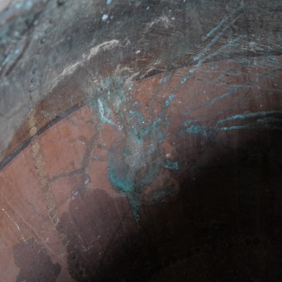 Image 1 of Fioriera d'epoca in legno e cornice in rame, Francia 1920