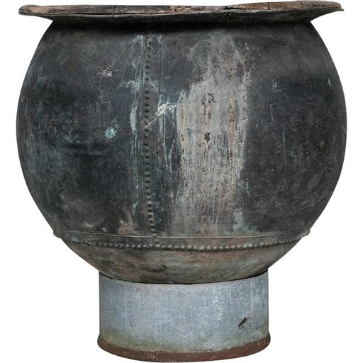 Jardinera vintage en madera y marco de cobre, Francia 1920