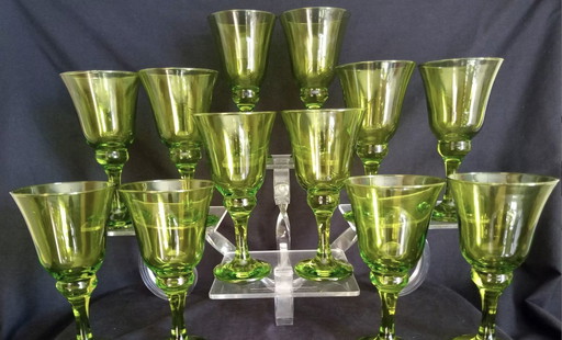 Bormioli Rocco - Set Of 12 Green Wine Glasses