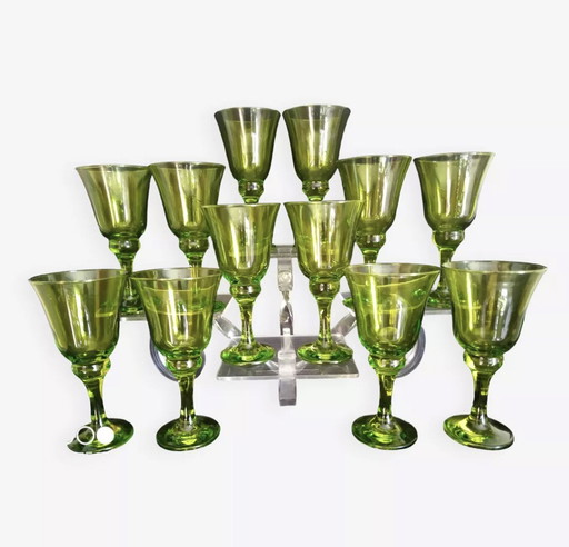 Bormioli Rocco - Set Of 12 Green Wine Glasses