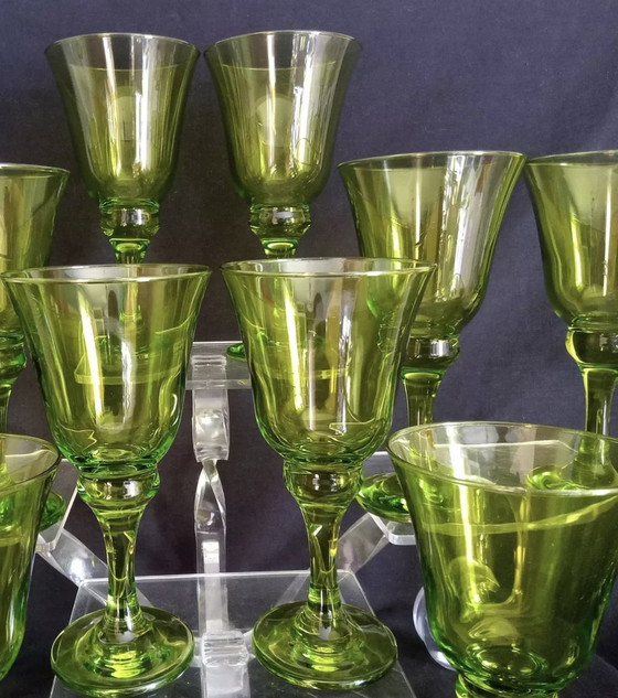 Image 1 of Bormioli Rocco - Set Of 12 Green Wine Glasses