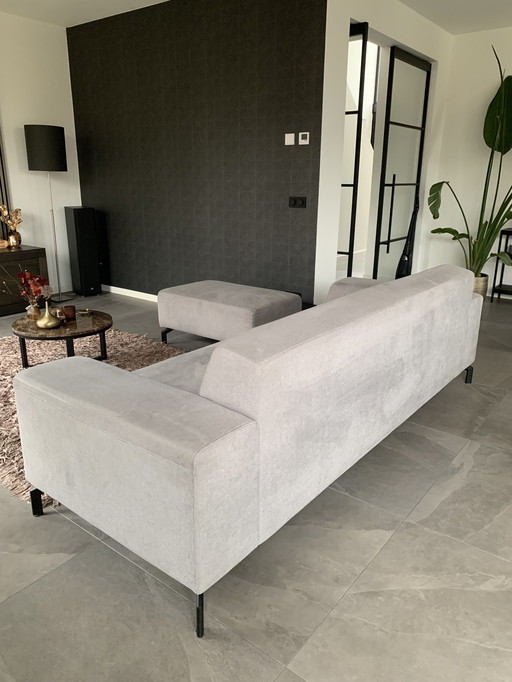 Light Gray Montel Sofa With Hocker