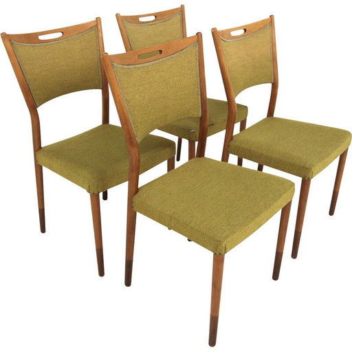 Set of 4 vintage beech chairs for Treman, Sweden 1960