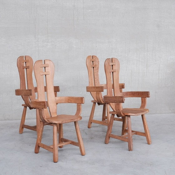 Image 1 of Vintage brutalist oak chair by De Puydt, Belgium 1970