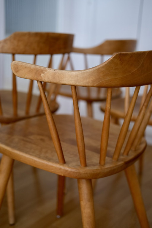 Set of 5 rung chair armchair Danish Ekström Mid - Century