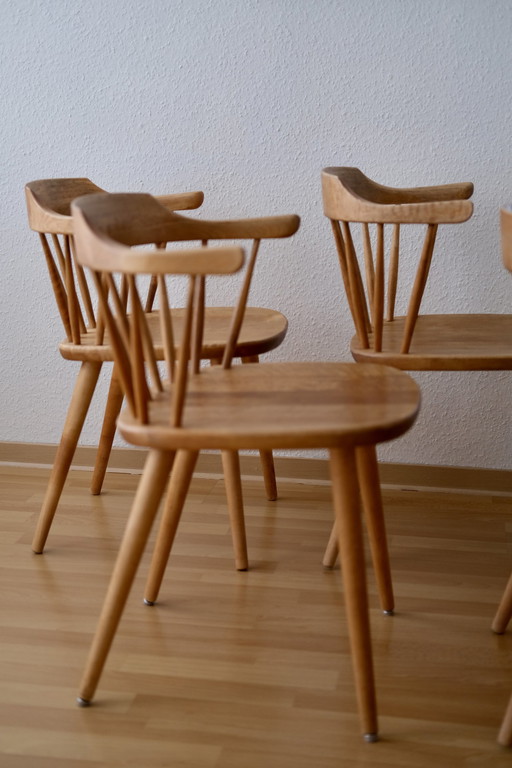 Set of 5 rung chair armchair Danish Ekström Mid - Century