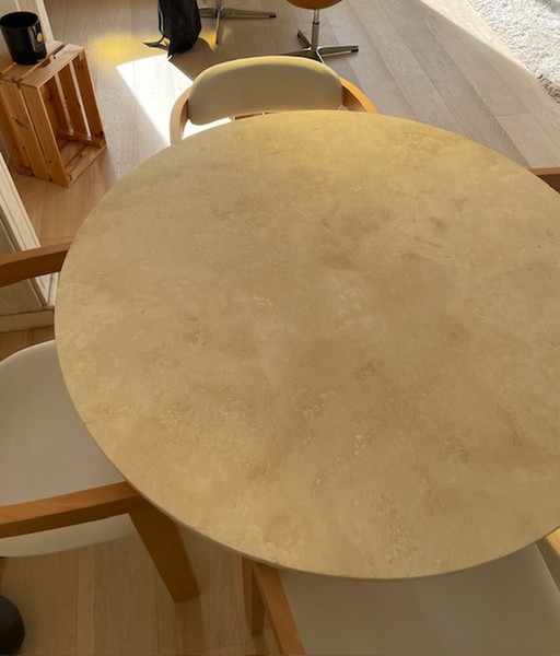 FLOW dining table top Travertine