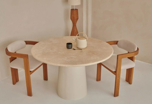 FLOW dining table top Travertine