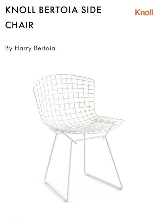 Image 1 of 2x Knoll Harry Bertoia chaise blanche