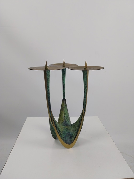 Image 1 of Vintage brass candlestick by Klaus Ullrich for Faber and Schumacher Duisburg, 1950