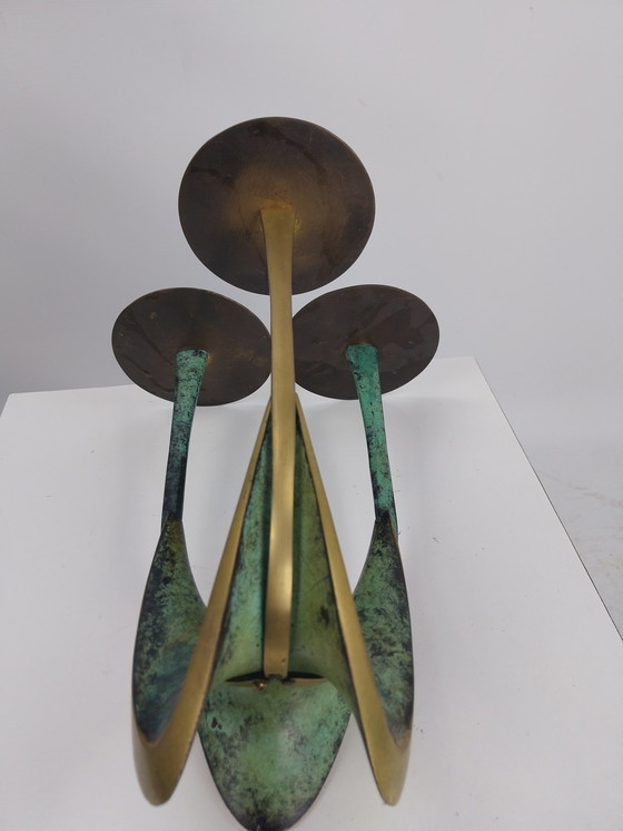 Image 1 of Vintage brass candlestick by Klaus Ullrich for Faber and Schumacher Duisburg, 1950