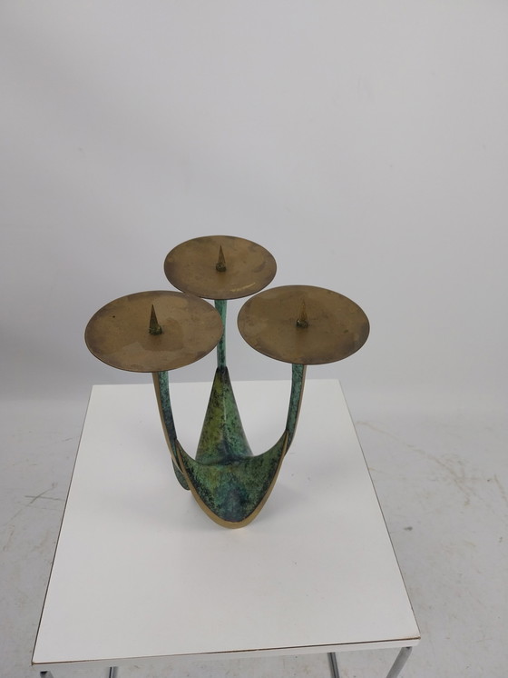 Image 1 of Vintage brass candlestick by Klaus Ullrich for Faber and Schumacher Duisburg, 1950