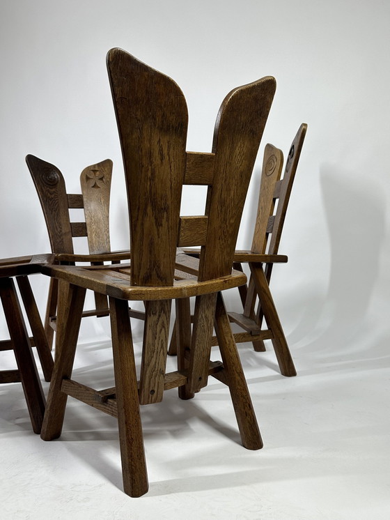 Image 1 of 1960S Brutalist Oak Dining Chairs