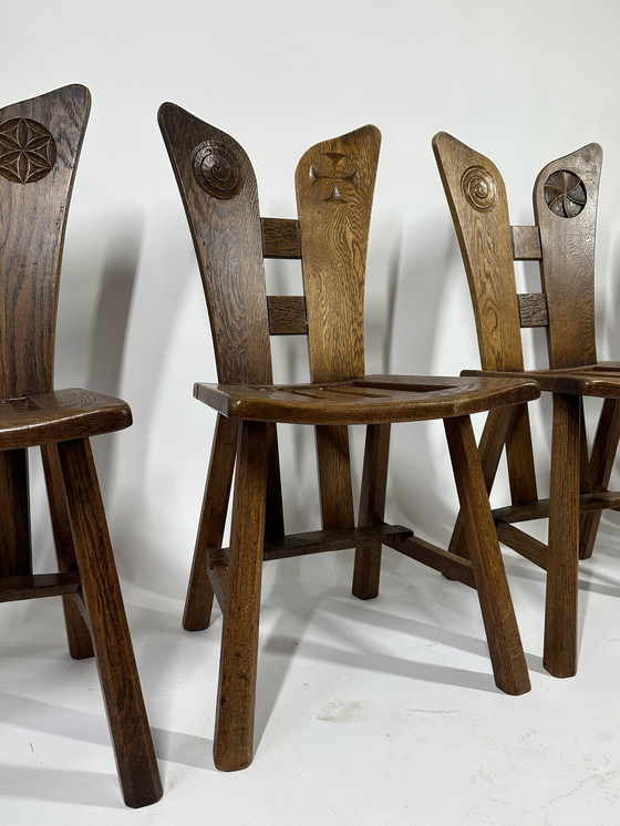 Image 1 of 1960S Brutalist Oak Dining Chairs