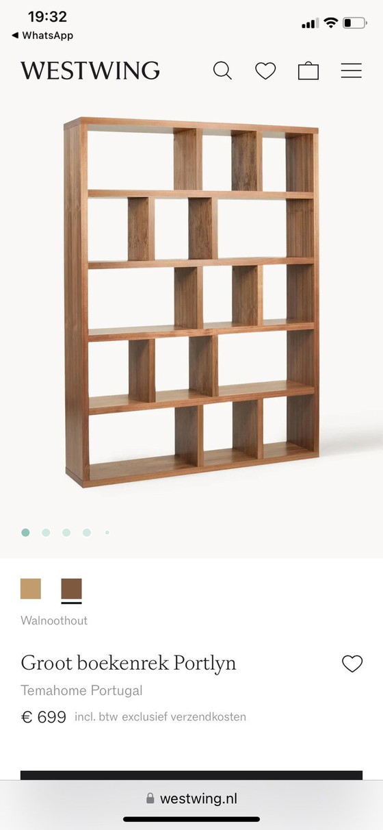 Image 1 of Westwing Portlyn (Temahouse Portugal) Walnuts Bookcase Combo In Good Condition 