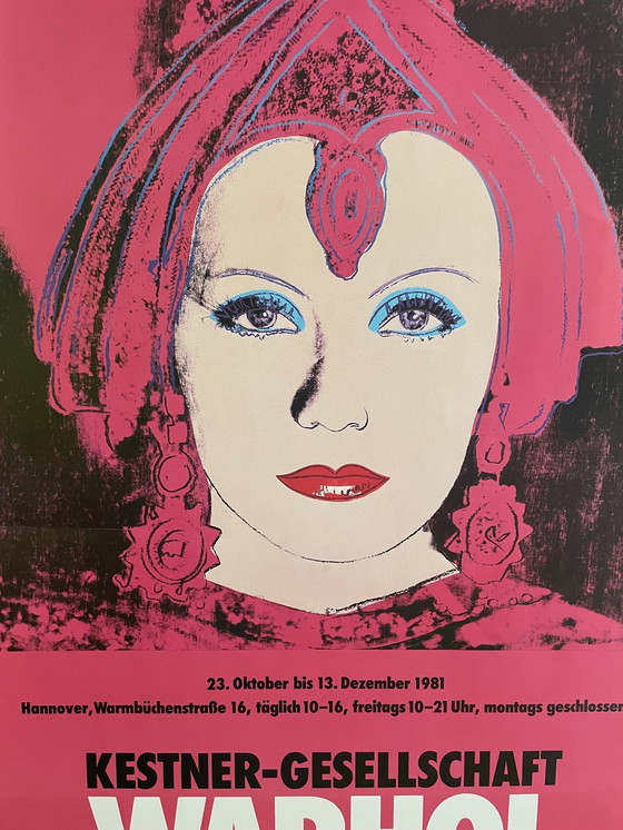 Image 1 of Andy Warhol (1928–1987), Greta Garbo, 1981, Kestner-Gesellschaft Hannover, Original Vintage Poster, Printed In Germany
