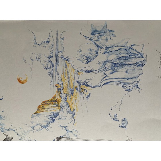 Image 1 of Vintage lithograph extraordinary journey between the pages of a book by Henri Le Viennois, 1969