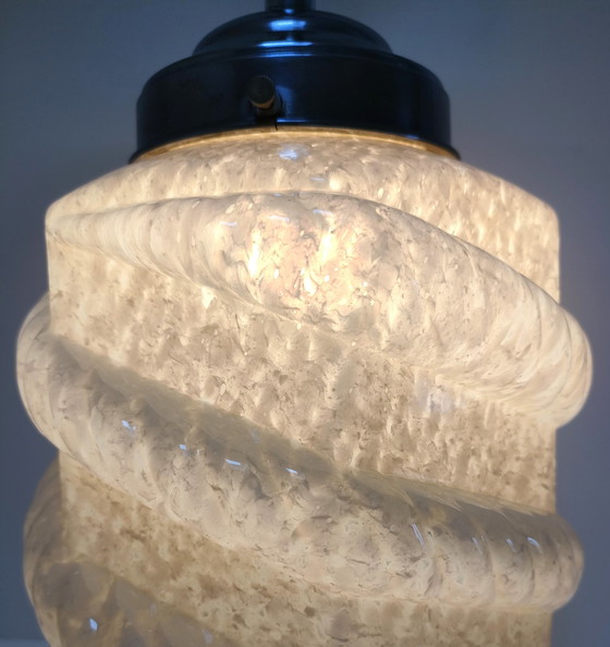 Image 1 of Art Deco Hanging Lamp in Speckled Glass and Metal