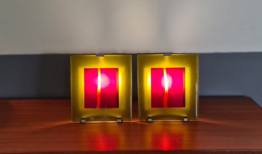 2x Clarisse Dutraive glass art lamps