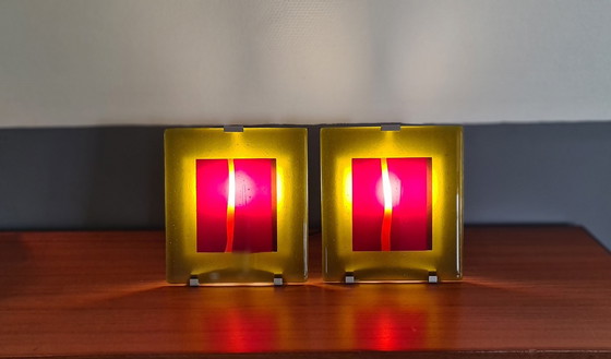 Image 1 of 2x Clarisse Dutraive glass art lamps