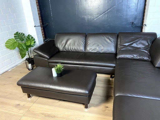 Leather sofa Loop Willi Schillig with stool