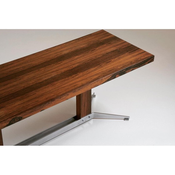 Image 1 of Vintage coffee table in rosewood and brushed metal, 1960