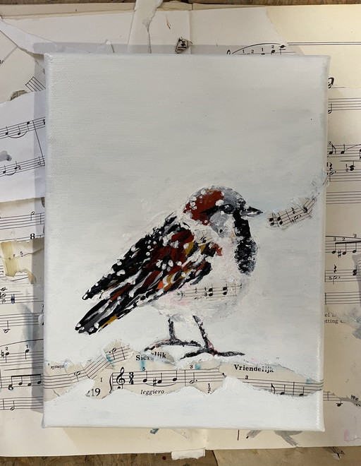 Painting Of Winter Sparrow