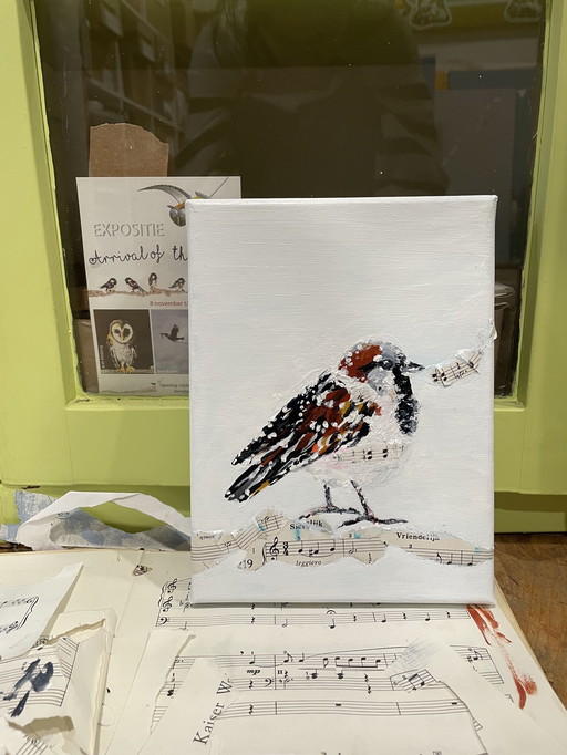 Painting Of Winter Sparrow