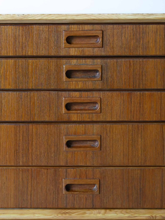 Image 1 of 1960S Nordic Teak Sideboard With Oak Legs, Vintage Scandinavian Credenza