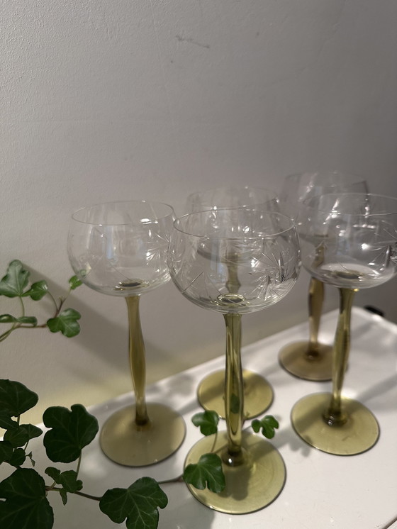 Image 1 of Art Nouveau 1930s Wine Glasses