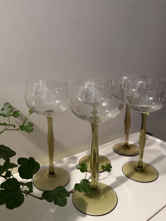 Image 1 of Art Nouveau 1930s Wine Glasses