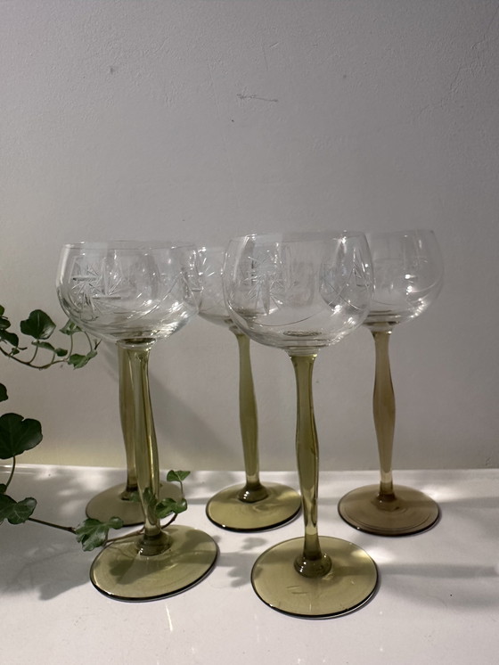 Image 1 of Art Nouveau 1930s Wine Glasses