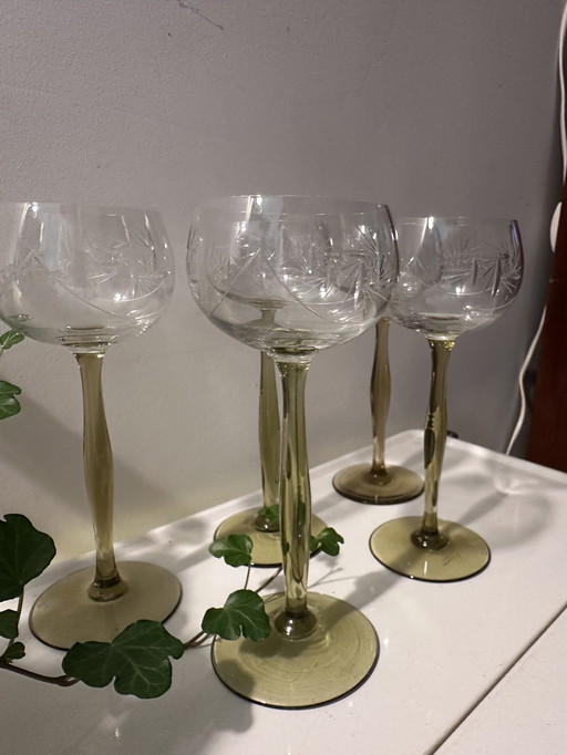 Art Nouveau 1930s Wine Glasses