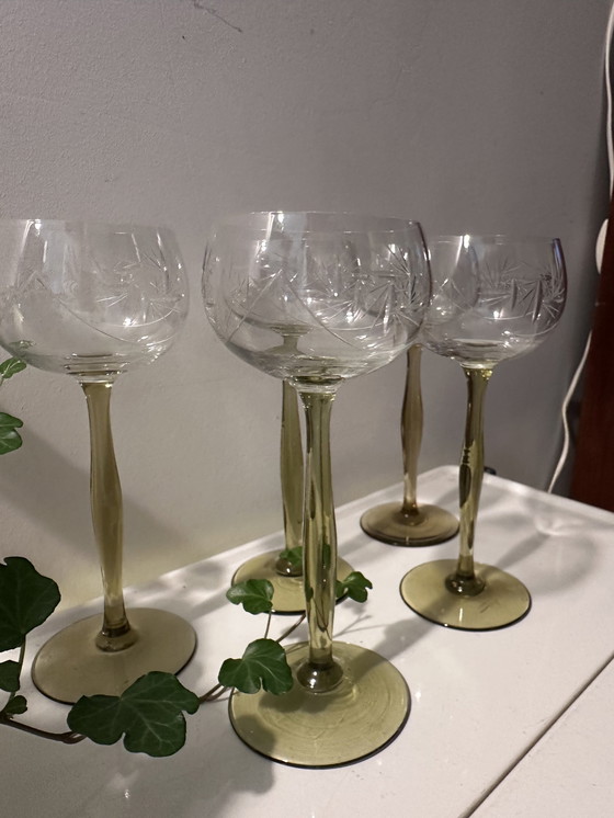 Image 1 of Art Nouveau 1930s Wine Glasses