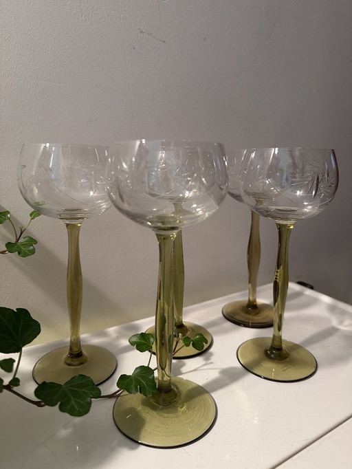 Art Nouveau 1930s Wine Glasses