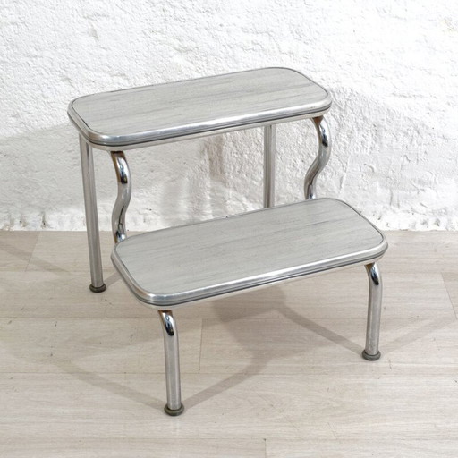 Mid-century stepladder for Maquet linoleum, chrome