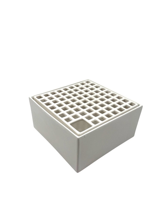Image 1 of Studio Opi, Jarrón/cenicero de cerámica Ikebana C, blanco, estilo espacial, Gabbianelli Italia, ca. 1970