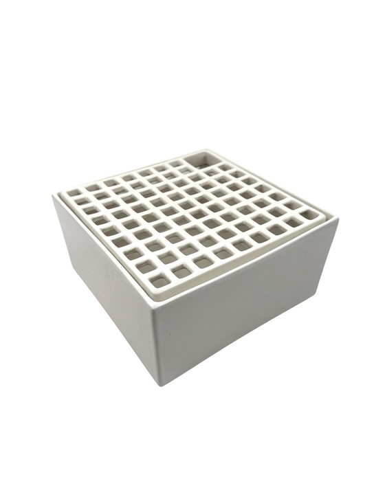 Image 1 of Studio Opi, Jarrón/cenicero de cerámica Ikebana C, blanco, estilo espacial, Gabbianelli Italia, ca. 1970